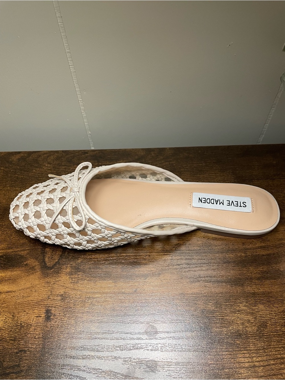 Steve Madden Cream Braided Slide Mule with Bow